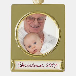 Adorno Con Rótulo Dorado HAMbyWG - Ornamento de Navidad - Con tu imagen