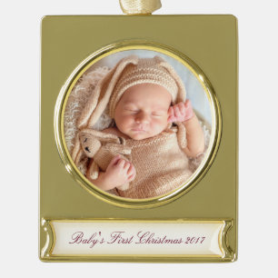 Adorno Con Rótulo Dorado HAMbyWG - Ornamento de Navidad - Con tu imagen