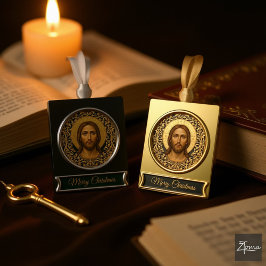 Adorno Con Rótulo Dorado Icono bizantino de Cristo - Jesús