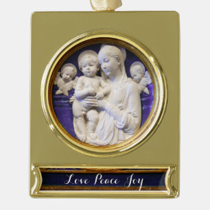 ADORNO CON RÓTULO DORADO MADONNA CON HIJO