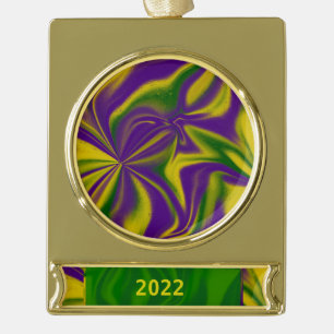 Adorno Con Rótulo Dorado Mardi Gras Swirls