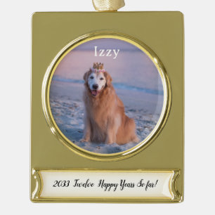 Adorno Con Rótulo Dorado Mascota Nuestros años juntos Personalizado