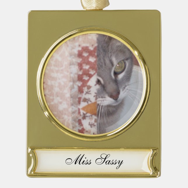 Adorno Con Rótulo Dorado Meow Cats (Anverso)