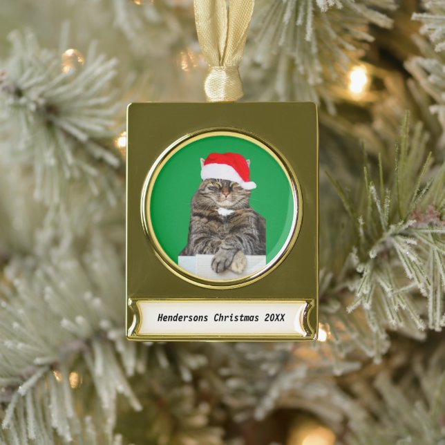 Adorno Con Rótulo Dorado Navidad Humbug Photo Banner Ornamento Metalizado (Árbol)