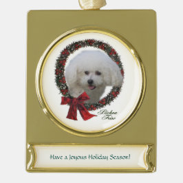 Adorno Con Rótulo Dorado Navidades de Bichon Frise
