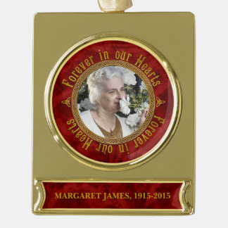 Adorno Con Rótulo Dorado Navidades de fotografía conmemorativos Red Gold Ce