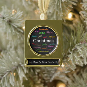 Adorno Con Rótulo Dorado Navidades en torno a la paz mundial en la Tierra