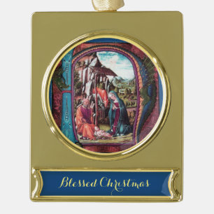 ADORNO CON RÓTULO DORADO NAVIDADES MONOGRAM DEL PARQUE DE NATIVIDAD ANTIGUA