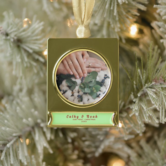 Adorno Con Rótulo Dorado Nombres personalizados La primera Navidad de la pa (Árbol)