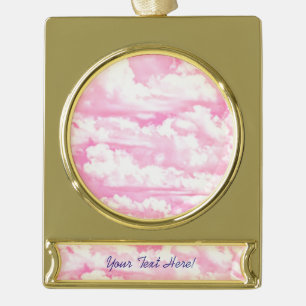 Adorno Con Rótulo Dorado Nubes felices rosas personalizadas