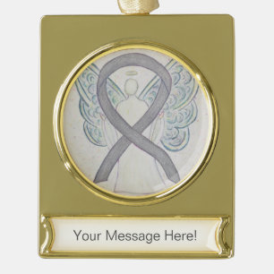 Adorno Con Rótulo Dorado Ornamento de arte Angel de Cinta de Conciencia Pla