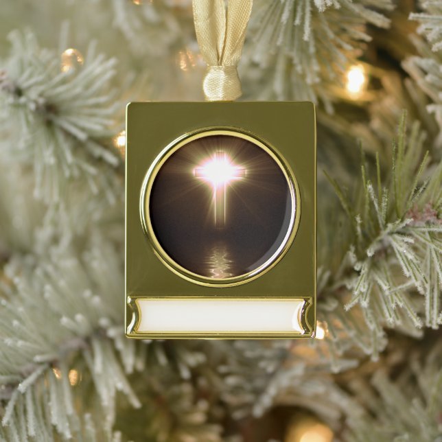 Adorno Con Rótulo Dorado Ornamento de banner (Árbol)