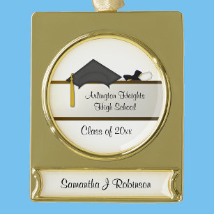 Adorno Con Rótulo Dorado Ornamento de la pancarta de graduación de Black Ca