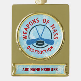 Adorno Con Rótulo Dorado Ornamento de Navidad de armas de hockey personaliz