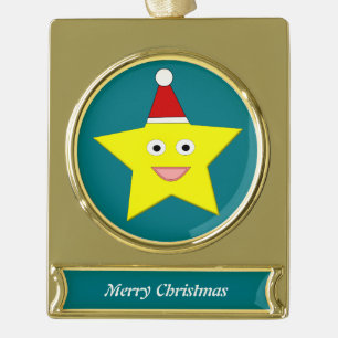 Adorno Con Rótulo Dorado Ornamento de Personalizable de Estrella Feliz Navi
