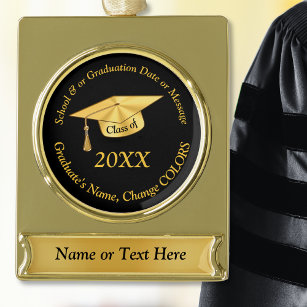 Adorno Con Rótulo Dorado Ornamentos de Graduación Personalizados en Negro y