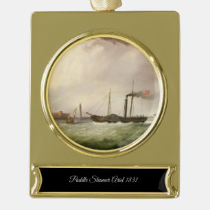 Adorno Con Rótulo Dorado Paddle Steamer Ariel 1831