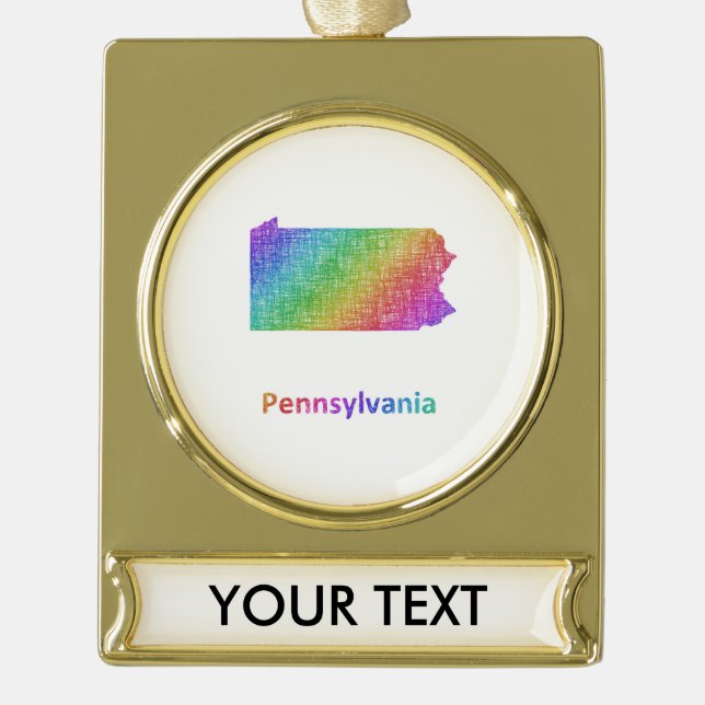 Adorno Con Rótulo Dorado Pennsylvania (Anverso)