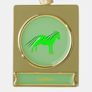 Adorno Con Rótulo Dorado Personalizado irlandés verde y unicornio de oro