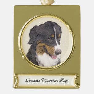 Adorno Con Rótulo Dorado Pintura de perro de montaña de Berna - Arte origin