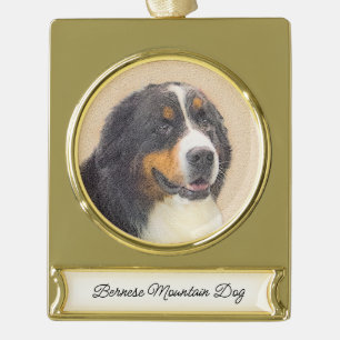 Adorno Con Rótulo Dorado Pintura de perro de montaña de Bernese - Arte de p