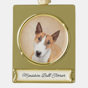 Adorno Con Rótulo Dorado Pintura Miniatura de Bull Terrier - Cute Original 