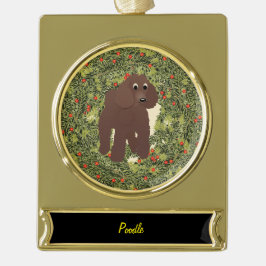 Adorno Con Rótulo Dorado Poodle Wreath