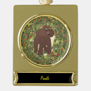 Adorno Con Rótulo Dorado Poodle Wreath
