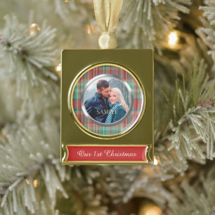 Adorno Con Rótulo Dorado Primera Placa de Navidad