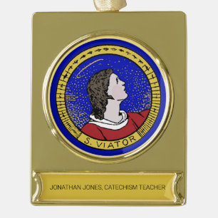 Adorno Con Rótulo Dorado Redondel de San Viator de Lyon el Catequista (LD 0