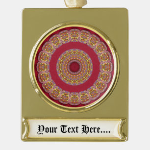Adorno Con Rótulo Dorado rosetones Mandala Rojo Dorado Amarillo