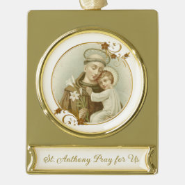 Adorno Con Rótulo Dorado San Antonio de Padua Niño Jesús Religioso