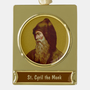 Adorno Con Rótulo Dorado San Cirilo el Monje (M 002)