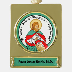 Adorno Con Rótulo Dorado San Lucas, Médico Amado (RLS 08; Versión Médica)