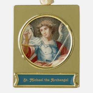 Adorno Con Rótulo Dorado San Miguel Arcángel (M 010)