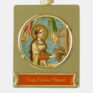Adorno Con Rótulo Dorado Santa Cecilia de Roma neogótica (detalle; BNG 02)
