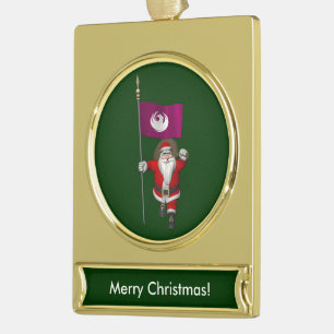 Adorno Con Rótulo Dorado Santa Claus Con El Diseño De Phoenix