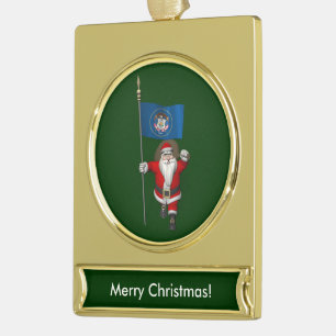Adorno Con Rótulo Dorado Santa Claus Con El Firme De Utah