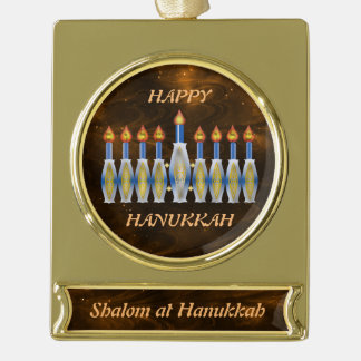 Adorno Con Rótulo Dorado Shalom totalmente adaptable Jánuca Menorah