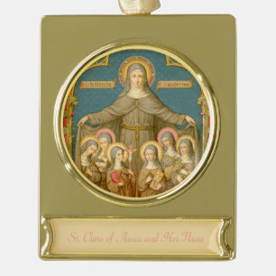 Adorno Con Rótulo Dorado St. Clara de Asis & Monjas (SAU 27)