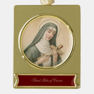 Adorno Con Rótulo Dorado Sta. Rita de Cascia (M 015)