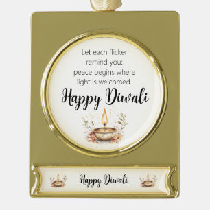 Adorno Con Rótulo Dorado Susurros de llama, Diwali