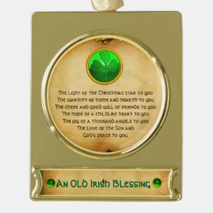 Adorno Con Rótulo Dorado Un viejo Navidad irlandés bendice pergamino