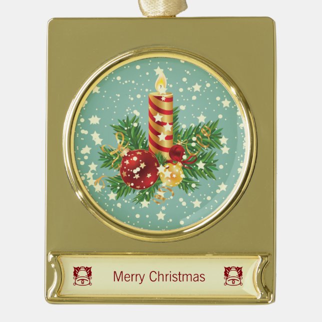 Adorno Con Rótulo Dorado Velas Y Paracolas De Navidades Cuidados (Anverso)