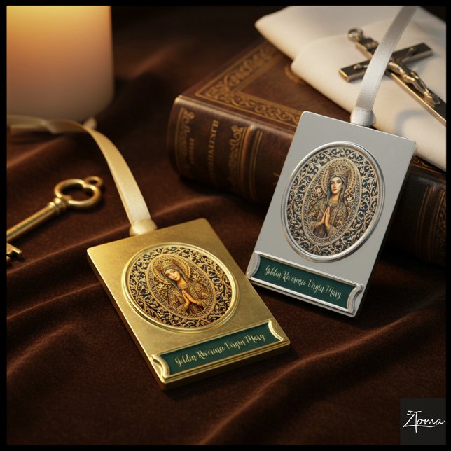 Adorno Con Rótulo Dorado Virgen María de la reverencia dorada (Subido por el creador)