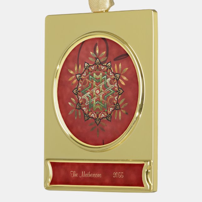 Adorno Con Rótulo Dorado Yule Mandala (Izquierda)