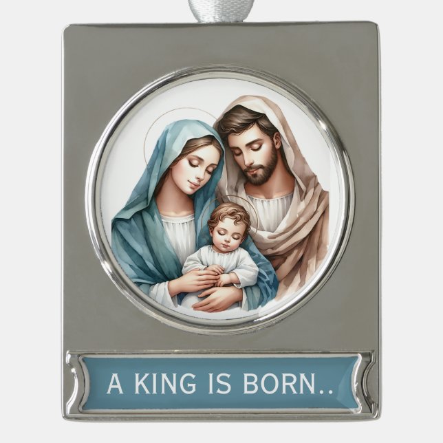 Adorno Con Rótulo Plateado A King Is Born  (Anverso)