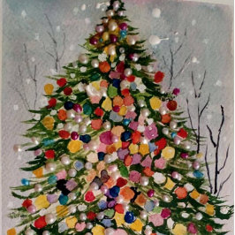 Adorno Con Rótulo Plateado Alegre árbol verde de brillantes Navidades navideñ