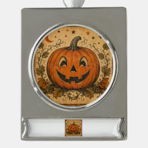 Adorno Con Rótulo Plateado Almohada decorativa vintage de calabaza de Hallowe
