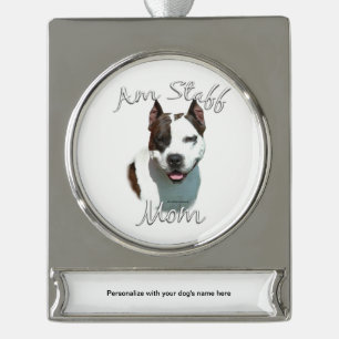 Adorno Con Rótulo Plateado American Staffordshire Terrier Mom 2